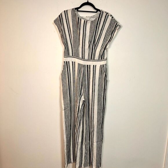 Gibson Latimer Pants - Gibson & Latimer Jumpsuit Womens Medium Cream Cap Sleeve One Piece Preppy Boho